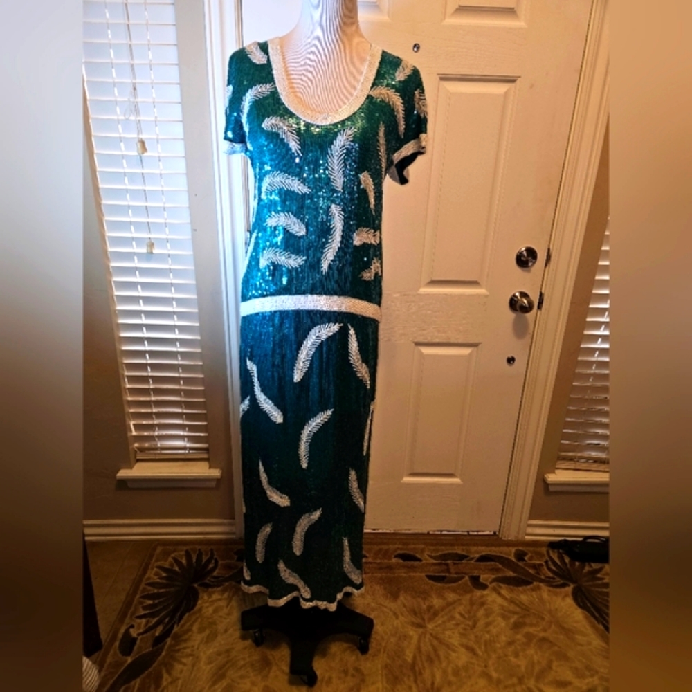 Vintage Moonlite sequin, beaded cocktail dress size medium